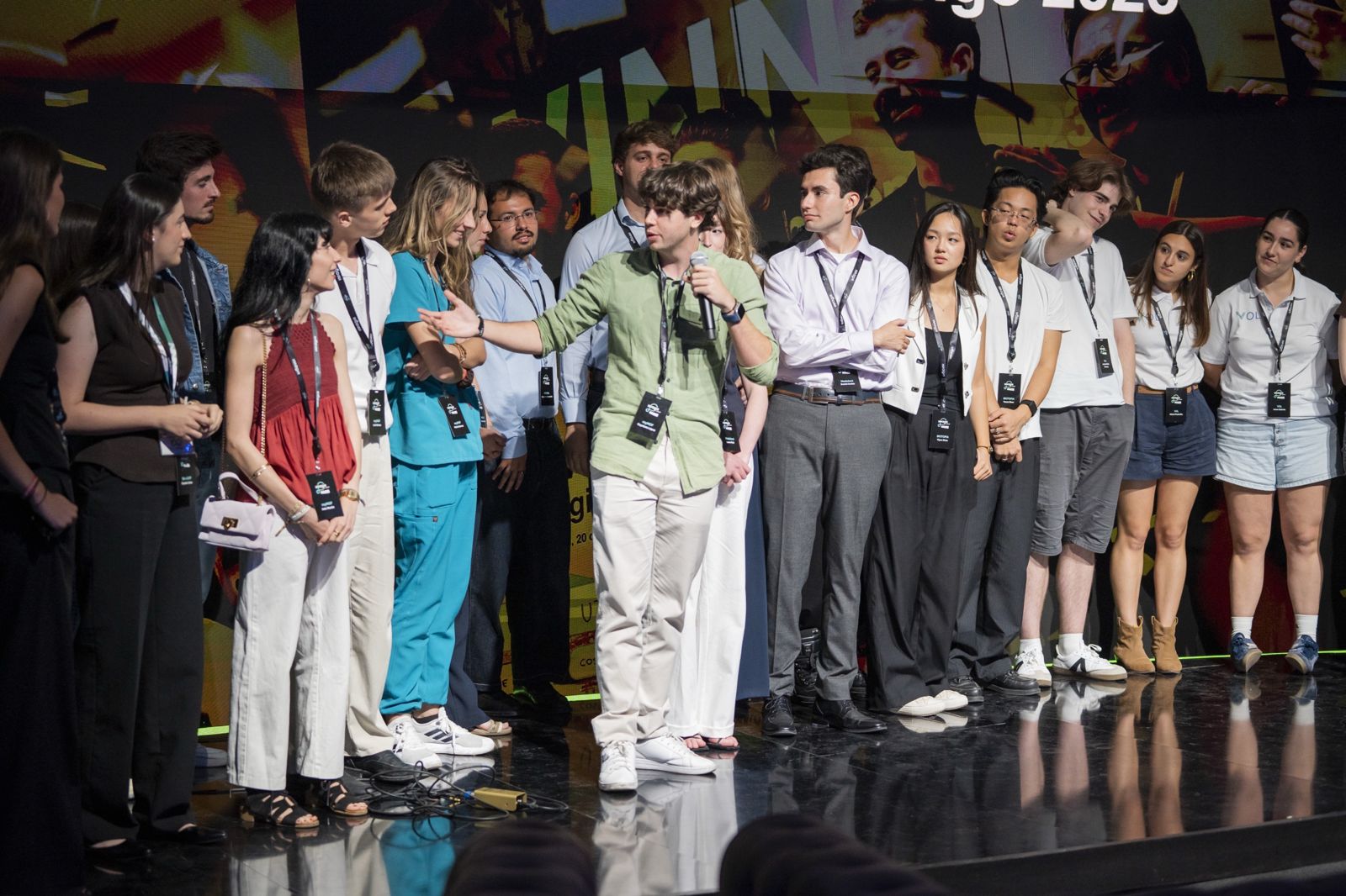 Cayetano speaking on stage at the ImaginPlanet Challenge final